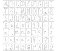 2 Inch Letter and Number Stencils, 63 Pcs Reusable Plastic Alphabet Spray Paint Stencils for Painting on Wood, Wall, Fabric, Rock, Chalkboard, Sign, DIY Art Projects