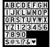 2 Inch Letter Stencils, 42 Pcs Letter and Number Stencil Kit, Reusable Alphabet and Symbol Templates Interlocking Stencil Kit for Painting on Wood, Wall, Fabric, Rock, Sign and DIY Art Projects
