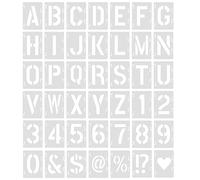 2 Inch Letter Stencils for Painting, 42pcs Letter Alphabet Number Stencil Reusable Plastic Large Letters Alpha Symbol Stencils for Wall Art Drawing