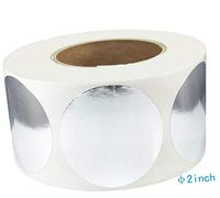 2 Inch Metallic Silver Round Circle Dots Wall Sticker for Organizing Inventory Self-Adhesive Target Stickers Reflective Sealing Labels(500 Pcs Per Roll)