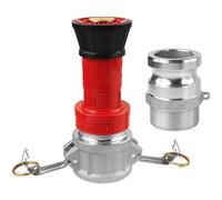 2 Inch NH Fire Hose Nozzle Kit, Metal Fireman Hose Accessory, 90 psi Pressure Output, 50 ft Range, Adjustable Spray for Fire Fighting, 6.7 x 3.9 x 5.9 in