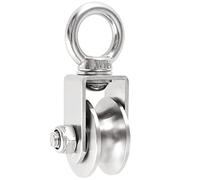 2 Inch Pulleys for Rope, Stainless Steel Cable Pulley Wheel with Ball Bearings, M10 Swivel Ring, U Groove Roller Lifting Pulley for Pulley System Gym Equipment Traction Single Wheels 1 Pack