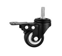2 Inch PVC Threaded Stem Swivel Caster Wheels with Brake Locking, for Furniture and Workbench Swivel Castor Set Furniture Castors