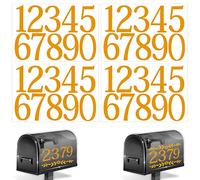 2 Inch Reflective Mailbox Numbers Stickers, 4 Sheets 0-9 Vinyl Waterproof Numbers with 2pcs Flower Decal, Self-Adhesive Mailbox Numbers for Outside Signs for House Window Door Car Address Number(Gold)