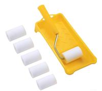 2 Inch Roller Brush with Dense Foam Covers and Yellow Plastic Tray for Smooth Finish on Drywall and Wood