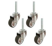 2 Inch Rubber Casters with Brake Set of 4 290lbs Load Capacity M12*60mm Threaded Stem Swivel Wheels for Fur/Carts Silent Operation Heavy-Duty Mobility