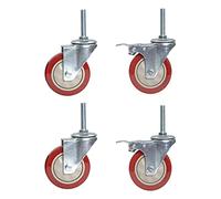 2 Inch Screw with Brake 3 Inch Universal Wheel Machine Equipment 4 Inch Caster Wheel Accessory Castors Casters(2 No Brake+2 Brake,3in)