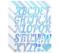 2 Inch Self Adhesive Vinyl Cursive Letter Number Symbol Stickers Kit,6 Sheets Glitter Alphabet Stickers for Mailbox, Water Bottle, Scrapbook, Notebook - Silver