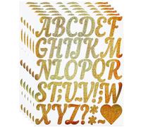 2 Inch Self Adhesive Vinyl Cursive Letter Number Symbol Stickers Kit,6 Sheets Glitter Alphabet Stickers for Mailbox, Water Bottle, Scrapbook, Notebook - Gold