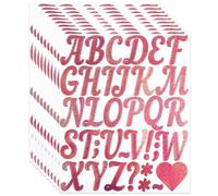2 Inch Self Adhesive Vinyl Cursive Letter Number Symbol Stickers Kit,6 Sheets Glitter Alphabet Stickers for Mailbox, Water Bottle, Scrapbook, Notebook - Pink