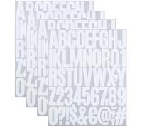 2 Inch Sticky Vinyl Letter Number Stickers, 4 Sheets Self Adhesive Stick On Alphabet Symbol Sticker for Scrapbook, Bottle Decor - White