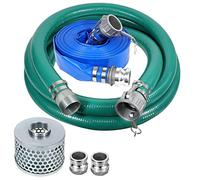 2 Inch Suction Hose Pump kit, Includes 2" x 65' Blue PVC Backwash Hose & 2" x 20' Green PVC Suction Hose & Steel Round Hole Suction Strainer & Cam and Groove Adapter,2" Suction Hose Kit for Water Pump