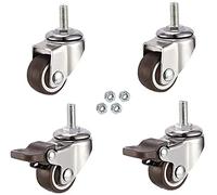 2-Inch Universal Swivel Casters with Brake M8 Thread M10 Bolt M12 - Silent Rubber Wheels for Furniture Table Cart Heavy-Duty Mobility Solutions