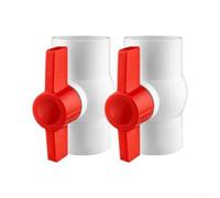 2 Inch UPVC Socket Ball Valve, Red and White Switch Handle for Pool Irrigation Plumbing, Plastic Flow Control Fitting for Residential Commercial Use