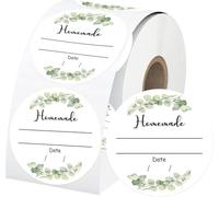 2 Inch Watercolor Greenery Canning Stickers Write on Date Contents Canning Jar Lids Labels with Lines for Mason Jars Homemade Jam and Jelly 500 Pcs (Greenery)