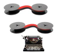 2 Ink Ribbons Typewriter Compatible with Olivetti Lettera, 8 Metres Long, 52 mm Diameter, Black & Red, Typewriter Ribbon, Mechanical for Size 4 24 32 22 82 34 35, for Clear and Precise Printing
