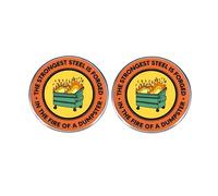 2 Inspirational English Button Pins, “THE STRONGEST STEEL IS FORGED IN THE FIRE OF A DUMPSTER” Metal Alloy Badge Clothes Bag Accessories, Metal, no