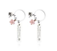 2 Inspirational Keychains, Simple Engraved Design, Stainless Steel Material, Warm Blessing Meaning, Heart-Warming Gifts.
