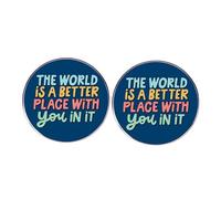 2 Inspirational Motivational Enamel Pins, THE WORLD IS A BETTER PLACE WITH YOU IN IT Lapel Pin, Clothes Backpack Purse Hat Accessories