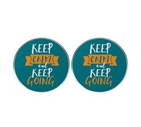 2 Inspirational Round Button Pins, Keep Calm and Keep Going Lapel Pin, Motivational Metal Alloy Badge