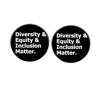 2 Inspiring Round Button Pins, Diversity Equity Inclusion Matter Lapel Pins, Motivational Metal Alloy Badges