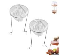 2 Jam Strainer Set, Jelly Strainer Stand with Reusable Bags, Jelly Bag for Canning, Stainless Steel Jam Strainers Rack, Filtering Tool with 3 Hook Legs, for Straining Homemade Vinegar, Juice, Yogurt