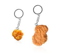 2 Keychains, Fried Chicken Nuggets and Chicken Popcorn Food Shapes, Funny Creative Pendants, Fun Gifts, Suitable for Bag Decoration.