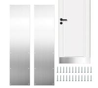 2 Kick Plate Brushed Stainless Steel Door Protection, Satin Aluminium Kick Plates, Stainless Steel Kick Plate, Metal Kick Plate for Doors Decor, Avoid The Door from Kicking, 410x110mm