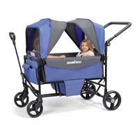 2 Kids Stroller with Canopy, All-Terrain Folding Wagon with Adjustable Push/Pull Handle, Parent Organizer, 5-Point Harness, Great for Travel and Outdoor Adventures