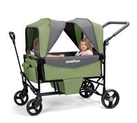 2 Kids Stroller with Canopy, All-Terrain Folding Wagon with Adjustable Push/Pull Handle, Parent Organizer, 5-Point Harness, Great for Travel and Outdoor Adventures