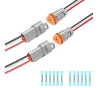 2 Kit Deutsch DT 3 pin Grey Male Female Wiring Harness Deutsch Pigtail 3 Wire Way Waterproof Automotive Electrical Connector 16 AWG with Heat Shrink Tubing