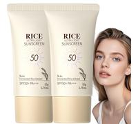 2*Korean Skincare Sunscreen,Rice Probiotics Sunscreen SPF 50,Ultra Light Invisible&Brightening Sun Cream Face Moisturiser,Waterproof&Matte Finish for Dry Sensitive Skin,Long-Lasting UVA/UVB Protection