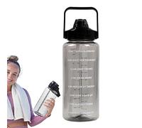 2 L Sports Water Bottle, Leak-proof Water Bottle, 2 Litres, Water Bottle with Straw, Motivational Fitness Drinking Bottle with Time Marking, Large Capacity Water Bottle with Straw