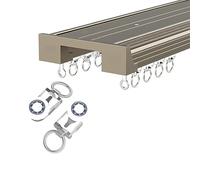 2-Lane Ceiling-Mounted Curtain Rod 1-5m Adjustable Aluminum Curtain Track System for Window Balcony Office Hotel Clinic - Gold 1.3m Length