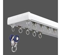 2-Lane Curtain Track 1/2/3/4 Meter White/Black/Grey Aluminum Ceiling Rail with Accessories Drapery Rod for Room Divider 500cm/16.4ft Length