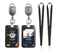 2 Lanyard 2 Badge Holder 2 Badge Reel Retractable Heavy Duty Clip for Nurse Officer Teacher Security Staff Women Men