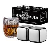2 Large 64cm³ Whiskey Stones - Reusable Stainless Steel Metal Ice Sphere Cubes Beverage Chilling Rocks Whiskey Stones for Red Wine, Bar Beer, Scotch, Vodka Drinks - Silver