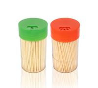 2 Large 6cm Round Cocktail Sticks 100% Bamboo Toothpicks in Storage Box - Sturdy Safe Double Sided Picks for Dental Teeth Picking Party Buffet Canapé Appetisers Barbecue, Biodegradable