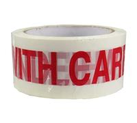 2 LARGE ROLLS OF HANDLE WITH CARE PRINTED WHITE PACKAGING PARCEL TAPE - 2 INCHES WIDE x 66 METRES - 50mm x 66m - PACKING MAILING POSTAL POSTAGE TAPES