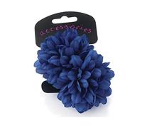 2 Large Royal Blue Ponio Hair Flowers On Elastic Hair Bands Bobbles Headbands for Women Girls by Glitz4Girlz