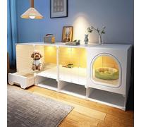 2-Layer Cages Indoor With Litter Box, Dog Cage With Enclosure, Breathable Cat Litter Box, Large Cat Cage Indoor With Transparent Door, Cute Pet House(55.1 * 13.8 * 20.5IN)