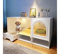 2-Layer Cages Indoor With Litter Box, Dog Cage With Enclosure, Breathable Cat Litter Box, Large Cat Cage Indoor With Transparent Door, Cute Pet House(41.3 * 13.8 * 20.5IN)