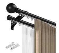 2 Layer Curtain Rod Track System 1 6m Adjustable Aluminium Wall Mounted Curtain Rail Black Gardinenstange for Smooth Drapery Ideal for Home Décor (3.30m)