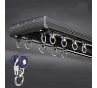 2-Layer Curtain Track 1/2/3/4 Meter - Adjustable Aluminum Ceiling Rail for Curtains - White/Black/Grey Includes Accessories Room Divider (Black 260cm/8.5ft)