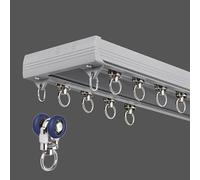 2-Layer Curtain Track 1/2/3/4 Meter Aluminum Ceiling Rail White/Black/Grey Complete with Accessories Ideal for Room Dividers 160cm (5.2ft) - & Stylish Curtain System