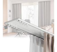 2-Layer Curtain Track Ceiling Mount 1-6m Aluminum Curtain Rail for Sliding Curtains Room Divider Hospital RV Shower Curtain System (White 1.6m/5.2ft)