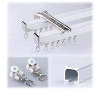 2 Layer Curtain Track Wall Mounted with Quiet Rollers Perfect for Home School & Hospital Use 180cm White Curtain Rails for Family & Commercial Spaces