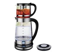 2-Layer Electric Teapot Glass Kettle, 2.2L+1L Turkish Glass Teapot, 5 Temperature Settings Stovetop Water Heater with 360 Degree Rotating Base