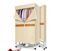 2 Layer Foldable Clothes Dryer,1600W Quick Drying Airers,Cold Air/Low Heat/High Heat Three Modes,Load-bearing 500l,with Remote Control,Swivel Casters,Safety