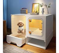 2-Layer Indoor Cat Cage with Litter Box, Large Breathable Dog & Cat Enclosure, Transparent Door Pet House, 27.6'' x 13.8'' x 20.5'' - Cute & Spacious Design